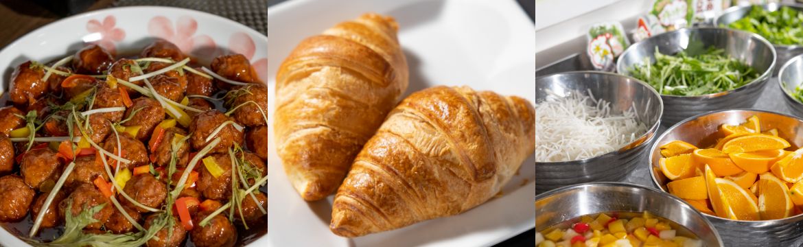 自慢の朝食バイキング