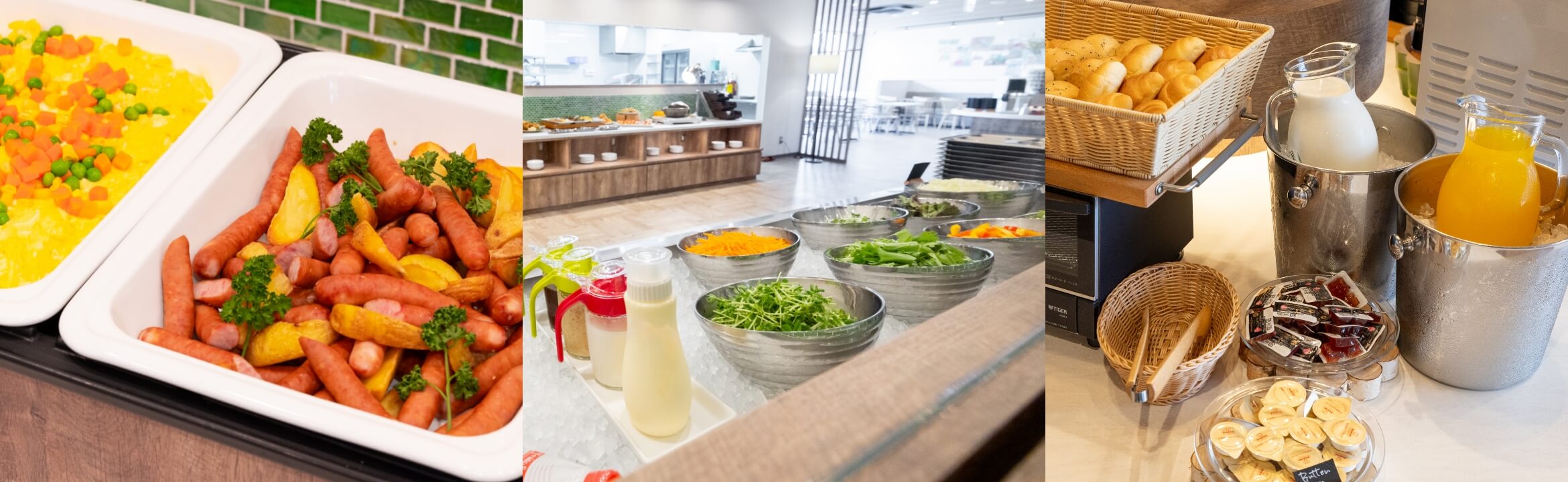 自慢の朝食バイキング